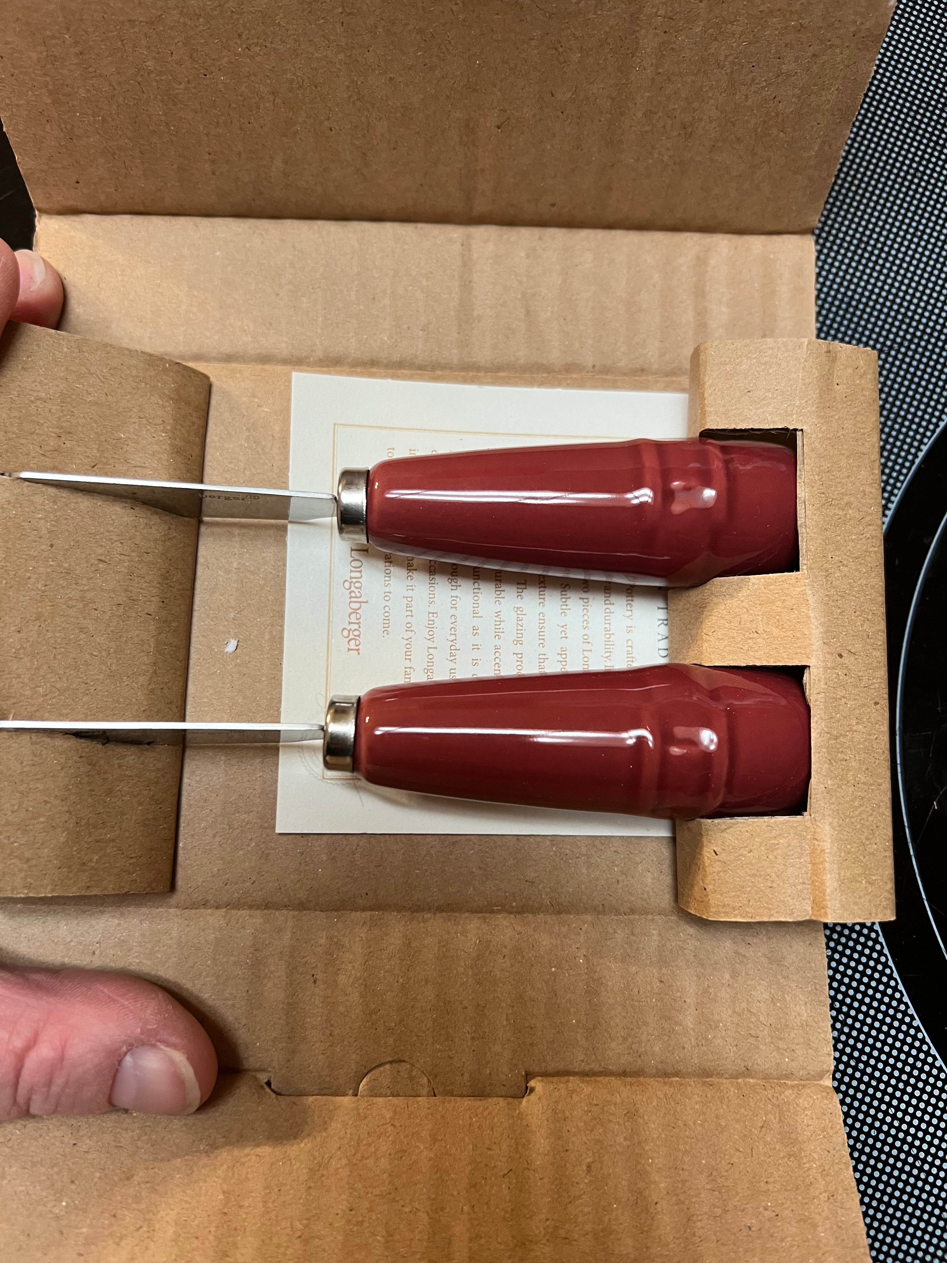 Longaberger spreader set in paprika