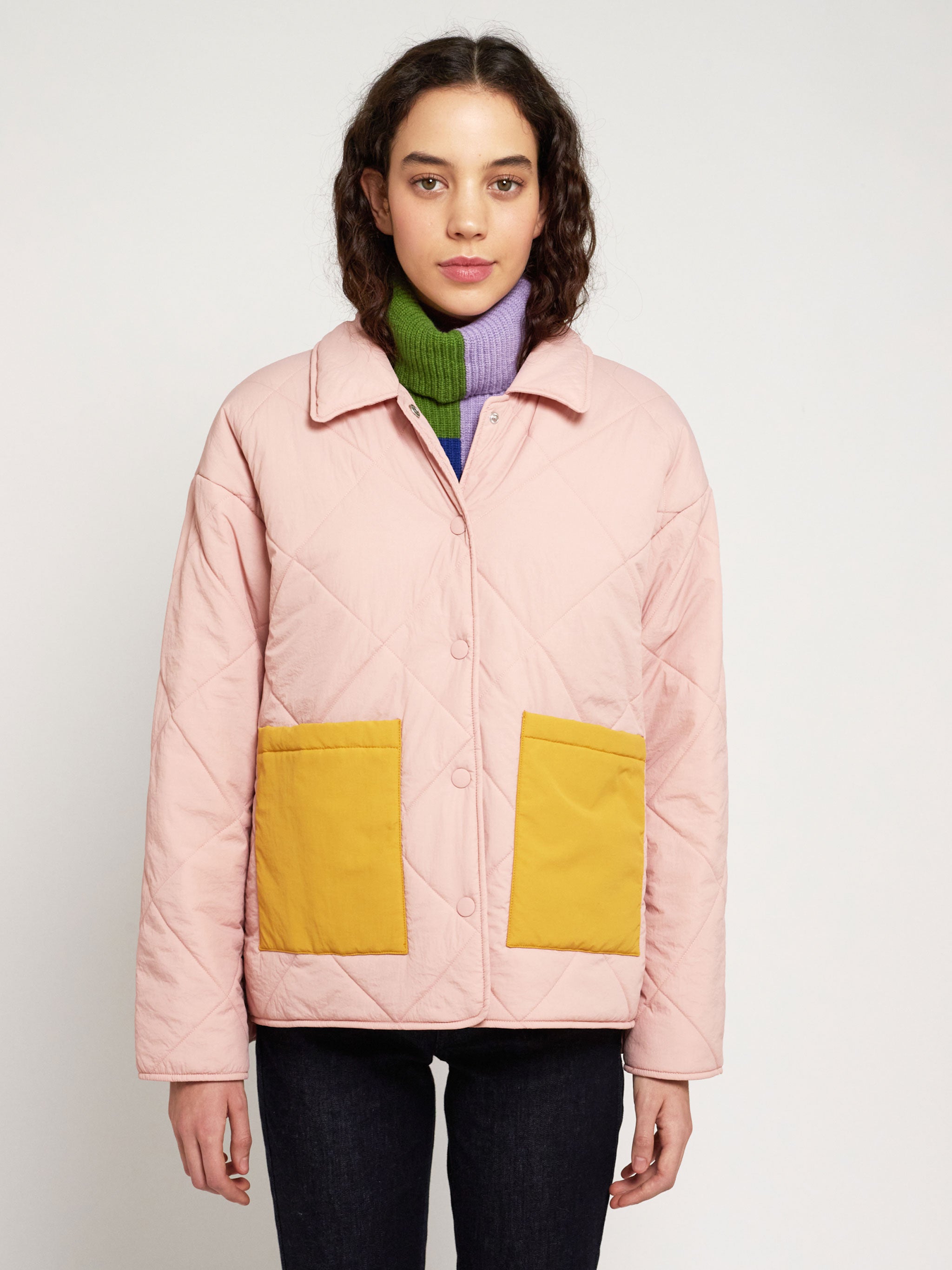 Landscape color block short puffer – Bobo Choses