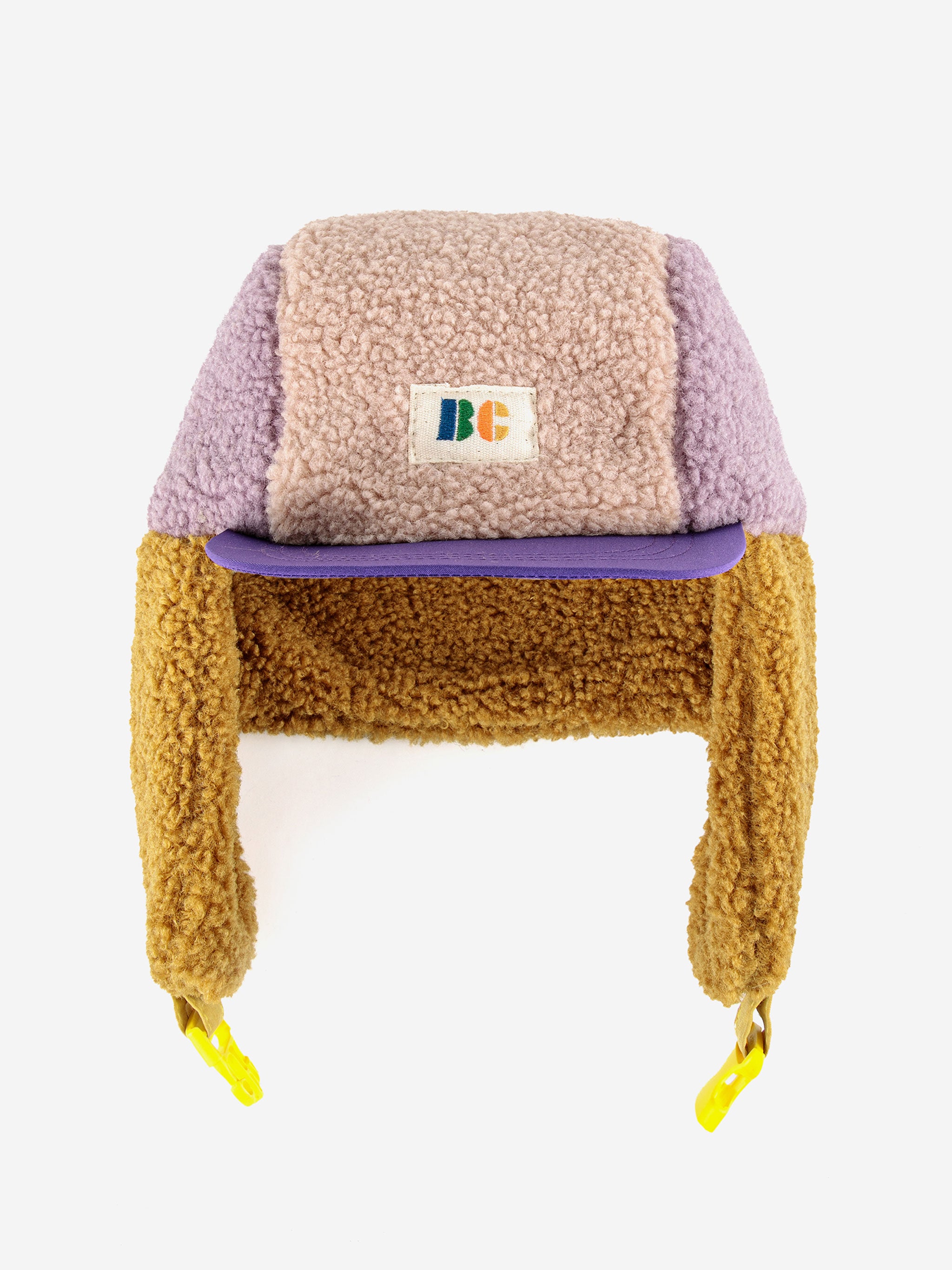 Baby Color Block pink sheepskin chapka