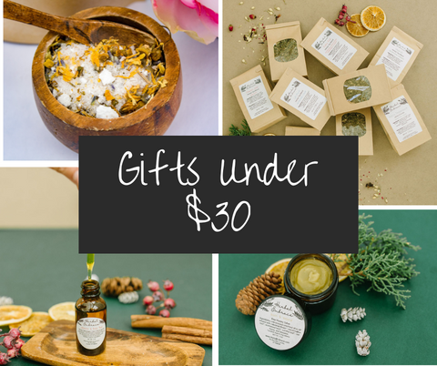 gifts under 30 dollars bath salts herbal tea blends 1 ounce infused oils burn and wound salve