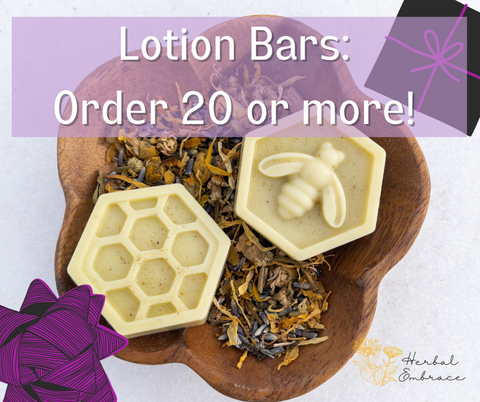 solid lotion bars honeycomb bee flower wooden bowl with herbs