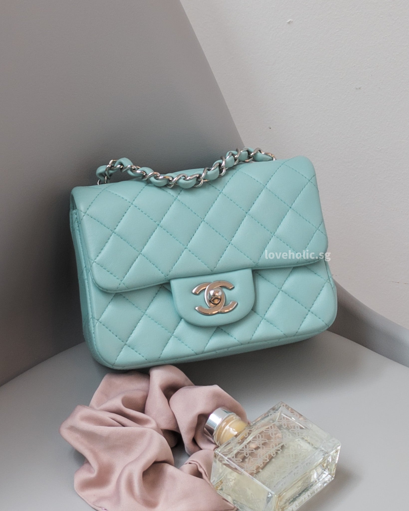 Chanel Classic Flap Mini Square | Tiffany Blue Lambskin Silver Hardwar –  loveholic