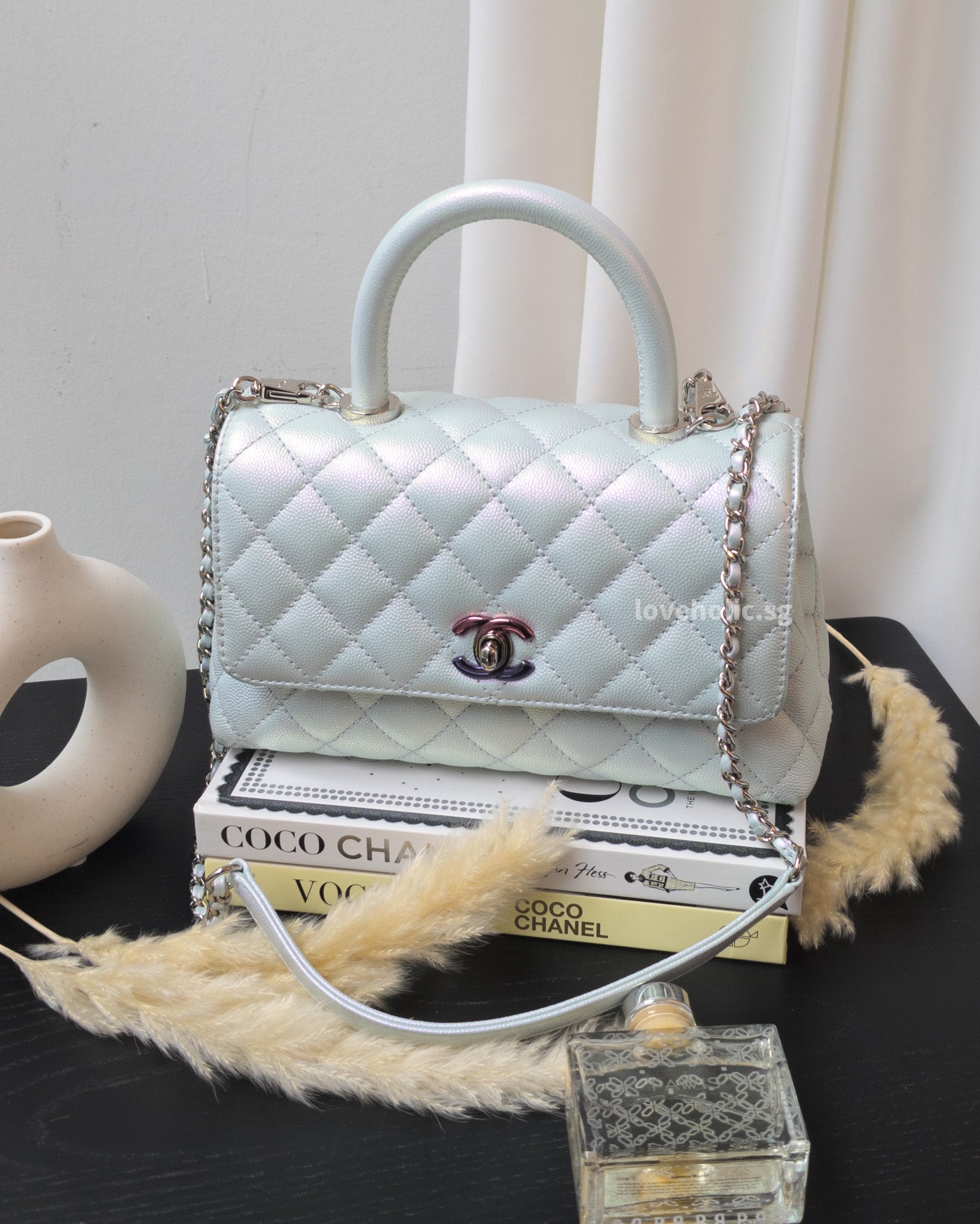 Chanel Coco Handle Small | 21K Iridescent Blue Caviar Rainbow Hardware –  loveholic