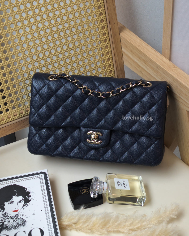 Chanel Navy Quilted Jumbo Classic Double Flap of Caviar Leather with Light  Gold Tone Hardware  Handbags  Accessories Online  Ecommerce Retail   Sothebys