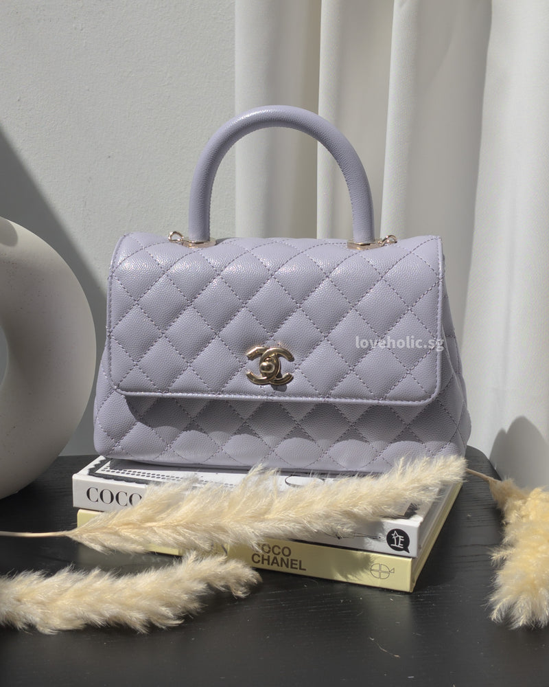 Chanel Coco Handle Small | 21K Light Purple Caviar Silver Hardware –  loveholic