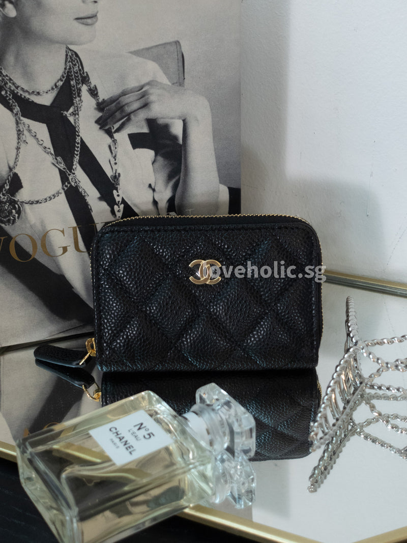 CHANEL CLASSIC ZIPPED COIN PURSE | BLACK CAVIAR GOLD HARDWARE-1605 –  loveholic