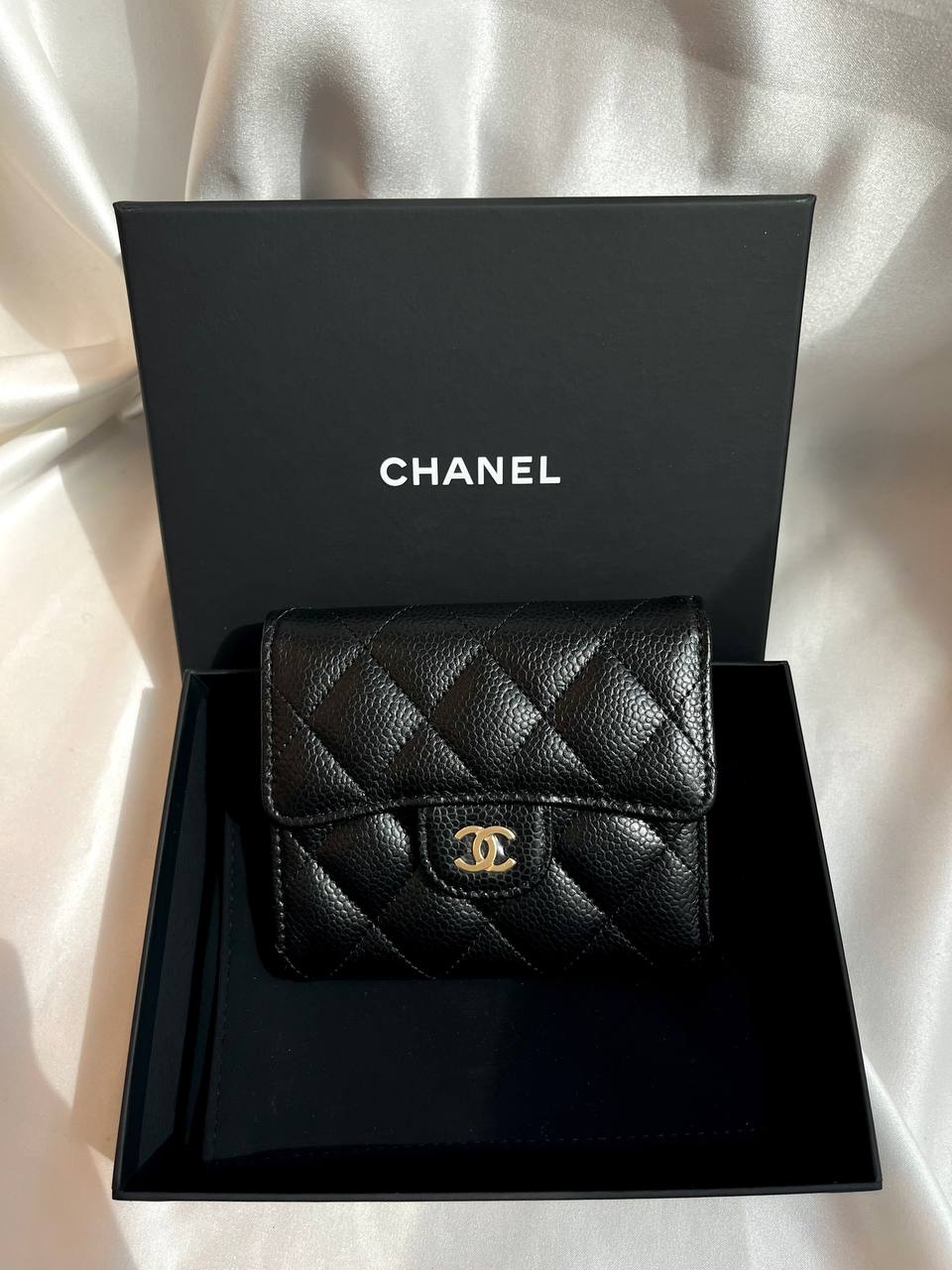 Chanel Classic Small Flap Wallet | Black Gold Hardware – loveholic