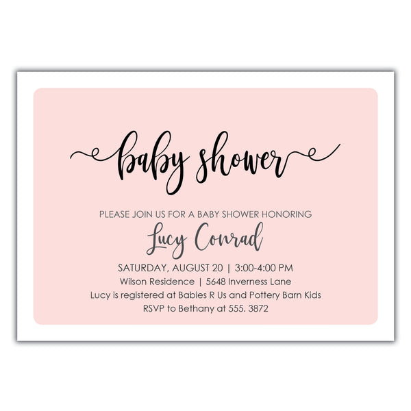 Shiplap Baby Girl Shower Invitation - Farmhouse Baby Shower