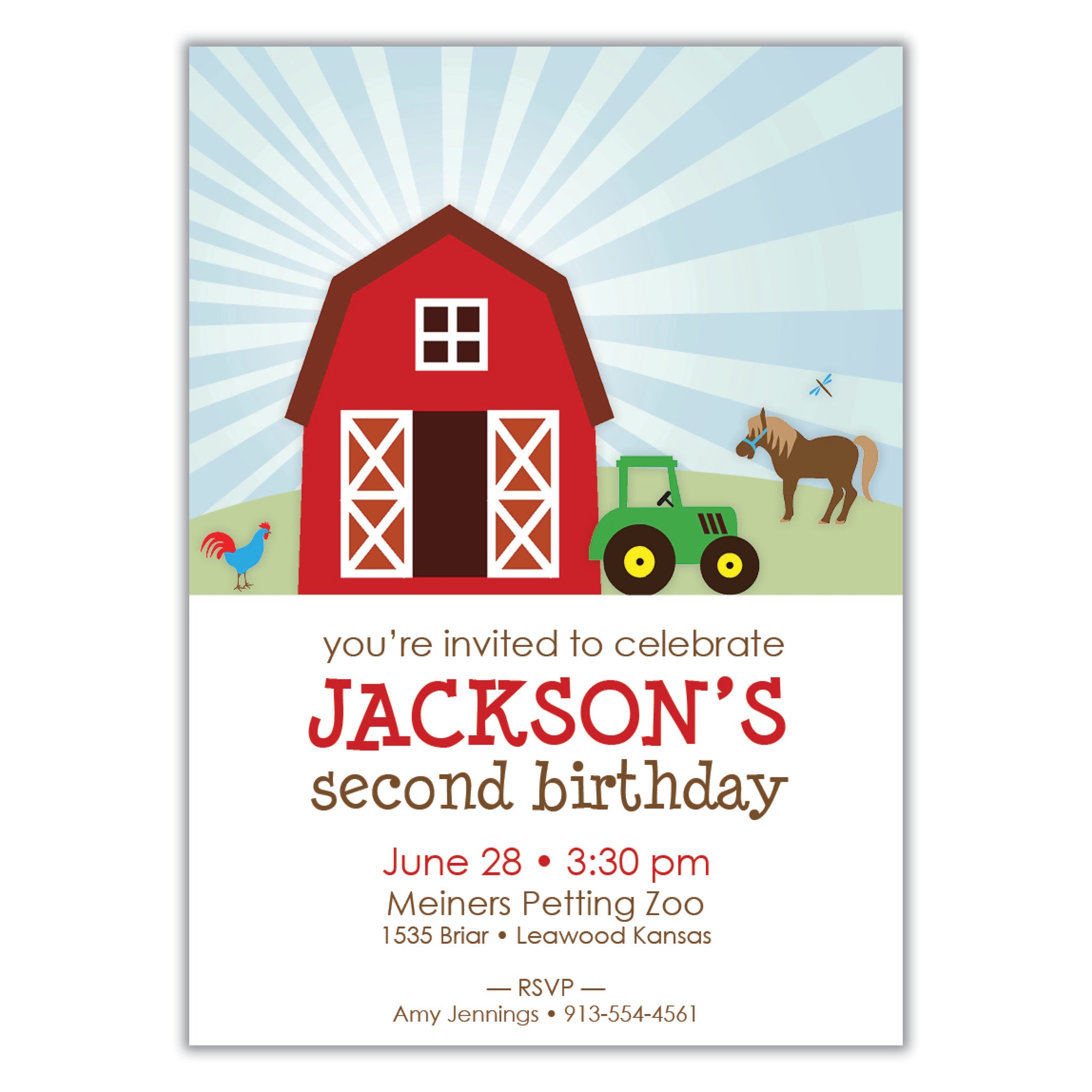 Children S Birthday Invitations Tagged Farm Birthday Brown