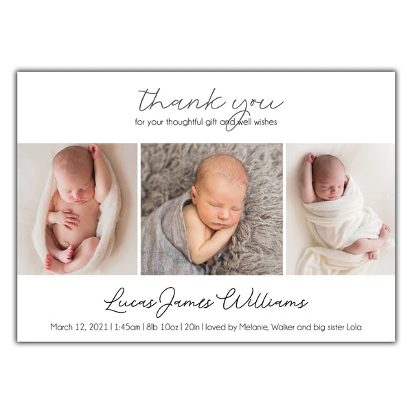 Thank you birth announcement - Brown Paper Studios