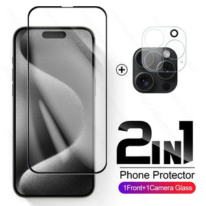 2To1 Tempered Glass Screen Protector For Iphone 15 Pro 3D Camera Protective Glass Iphone15 I Phone 15 ProMax Pro Max Plus Glass - Good Quality Finds