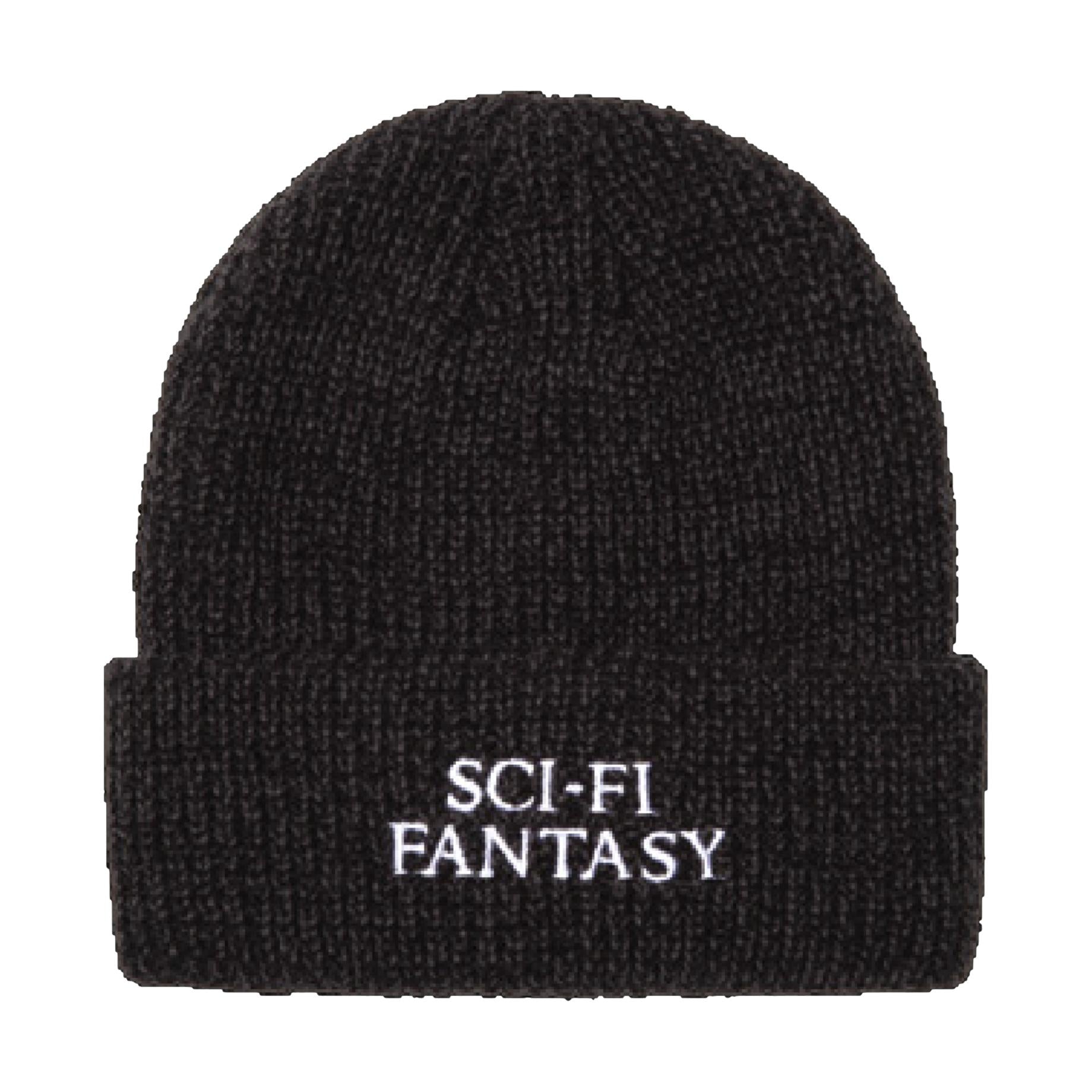 Sci-Fi Fantasy Mixed Yarn Logo Beanie Blk/Grey