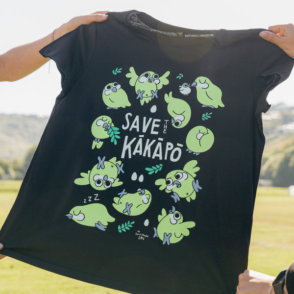 save the kākāpō t shirt from department of conversation nz 
