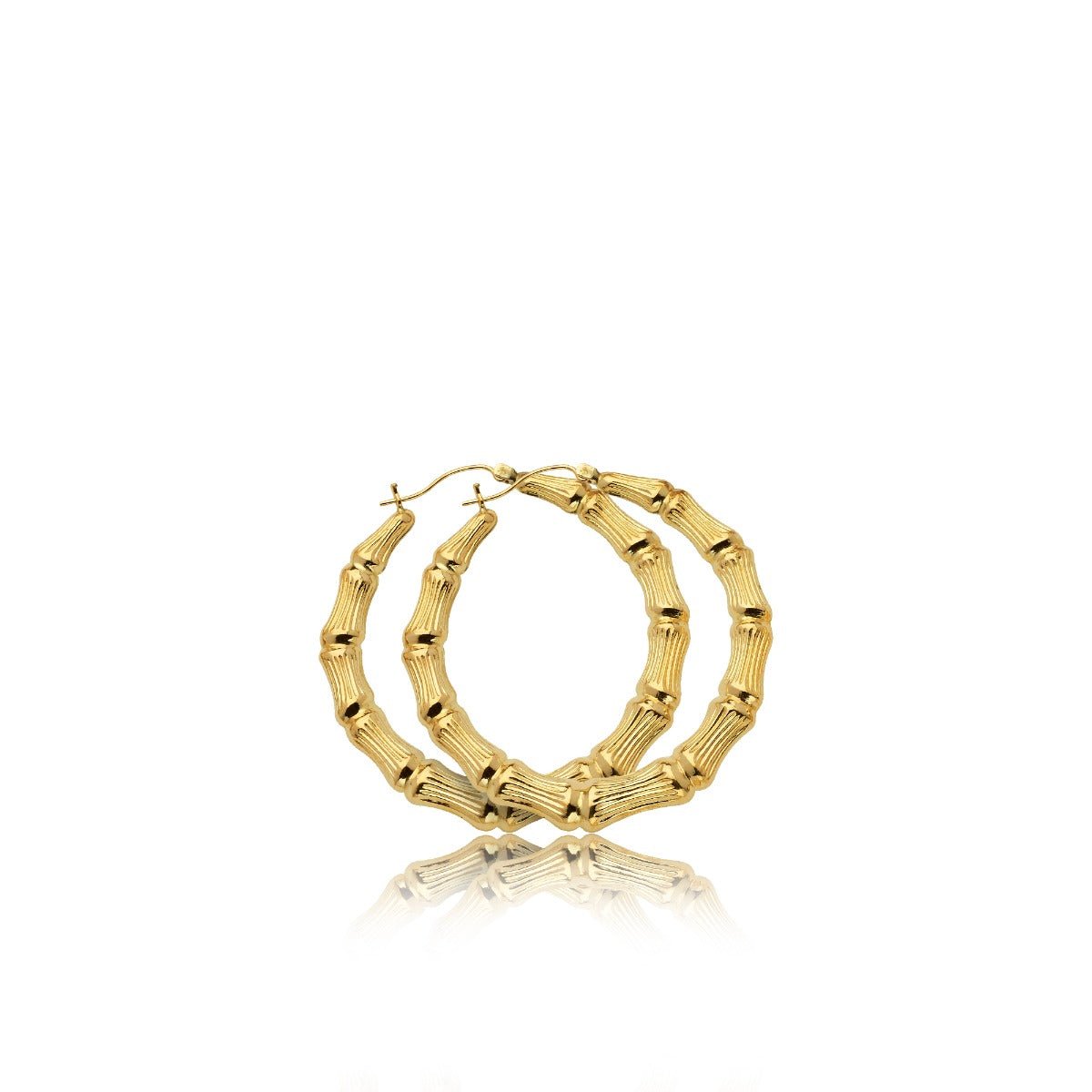 Kay Outlet Polished Bamboo Hoop Earrings 10K Yellow Gold 34mm