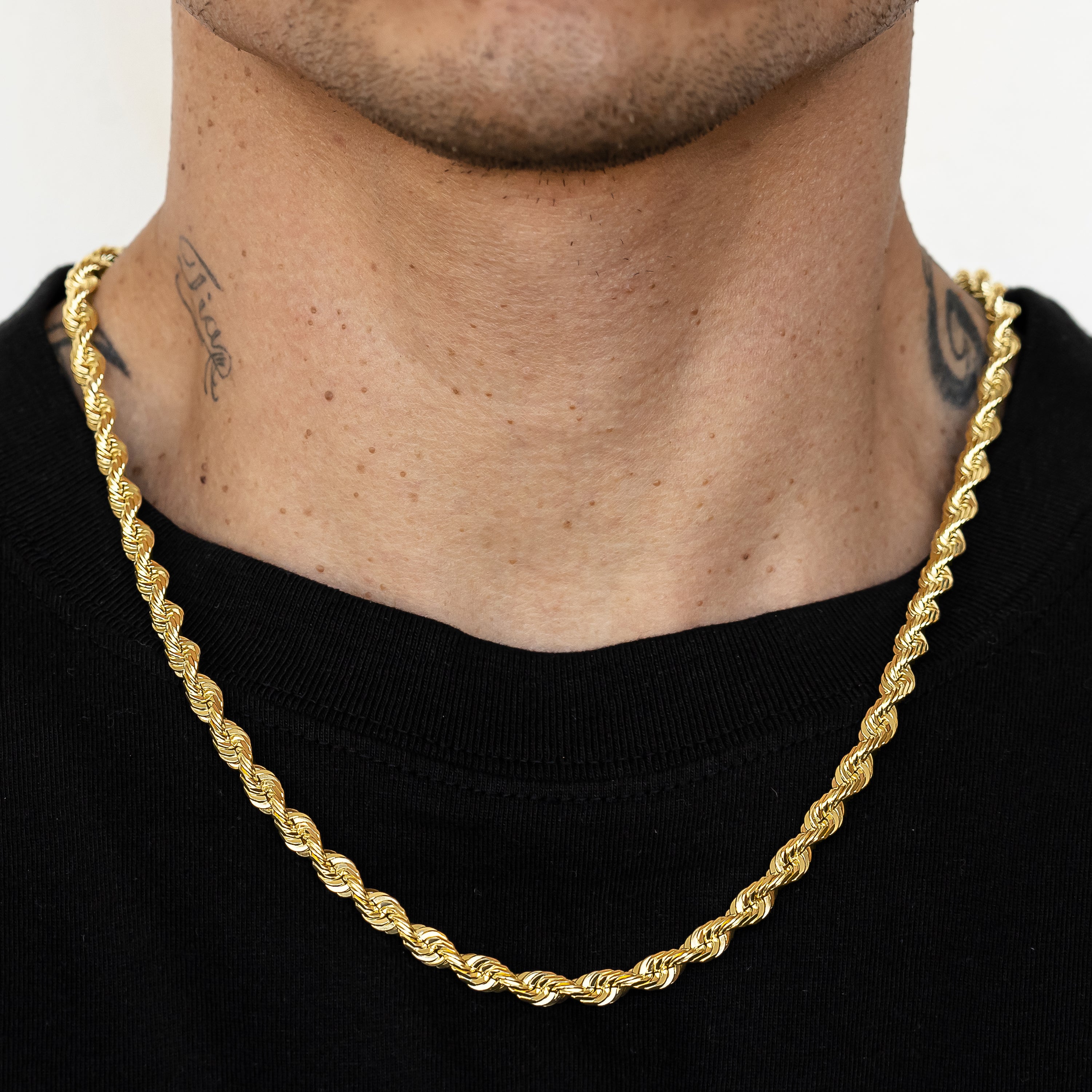 REAL Men 10K Yellow Gold Rope Chain Necklace 8mm 22 Diamond Cut