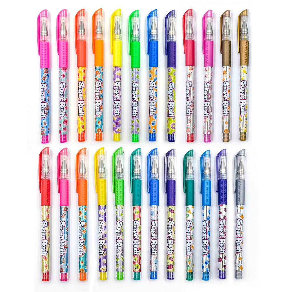 VOTUM Colored Gel Pens for Kids - Candy Scented 12 Piece Set - Medium Point  Tips with Colorful Glitter Pom Poms Stars