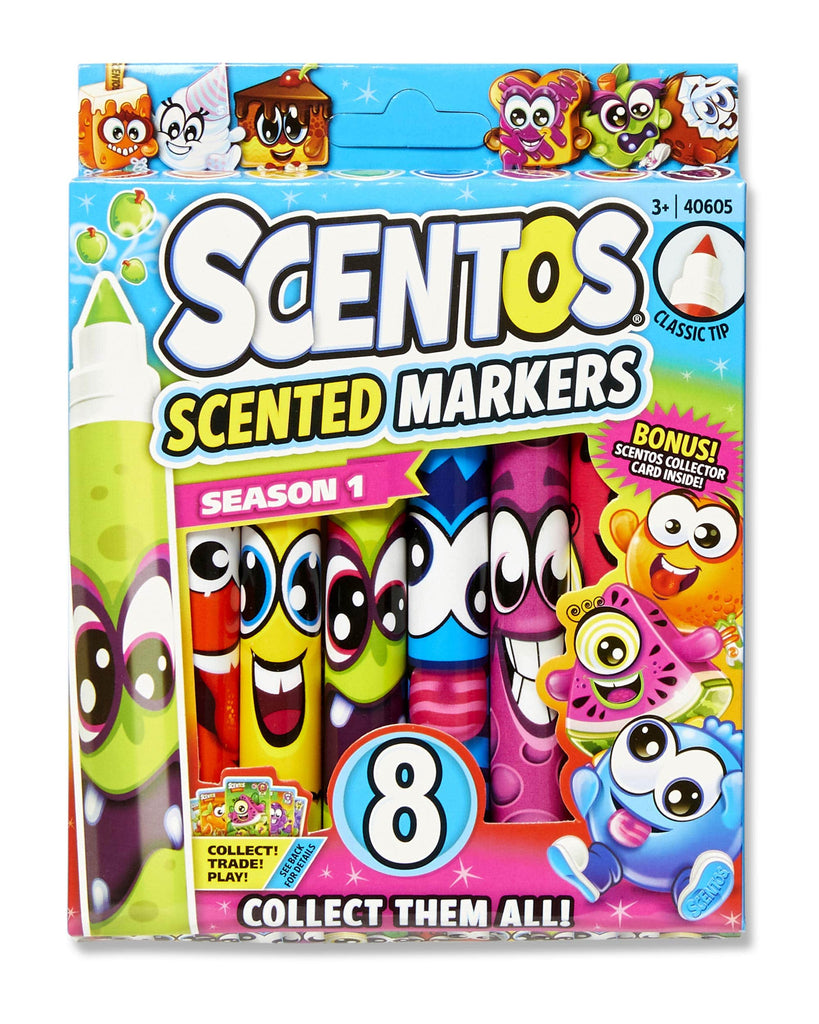 scentos classic scented markers for kids ages 4-8 - colored markers for  school - coloring book markers (8-pack)