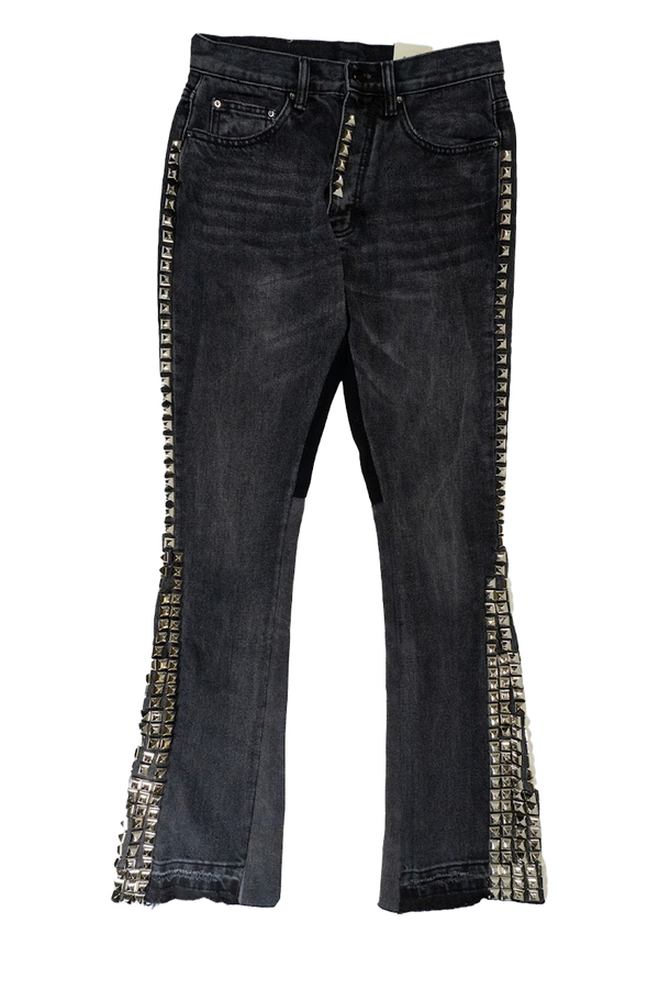 MNML B447 Waxed Flare Denim - Black (B447-Waxed-Flare-Denim-Black