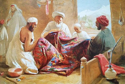 A pictorial representation of Kashmiri Artisans making shawls in Kashmir