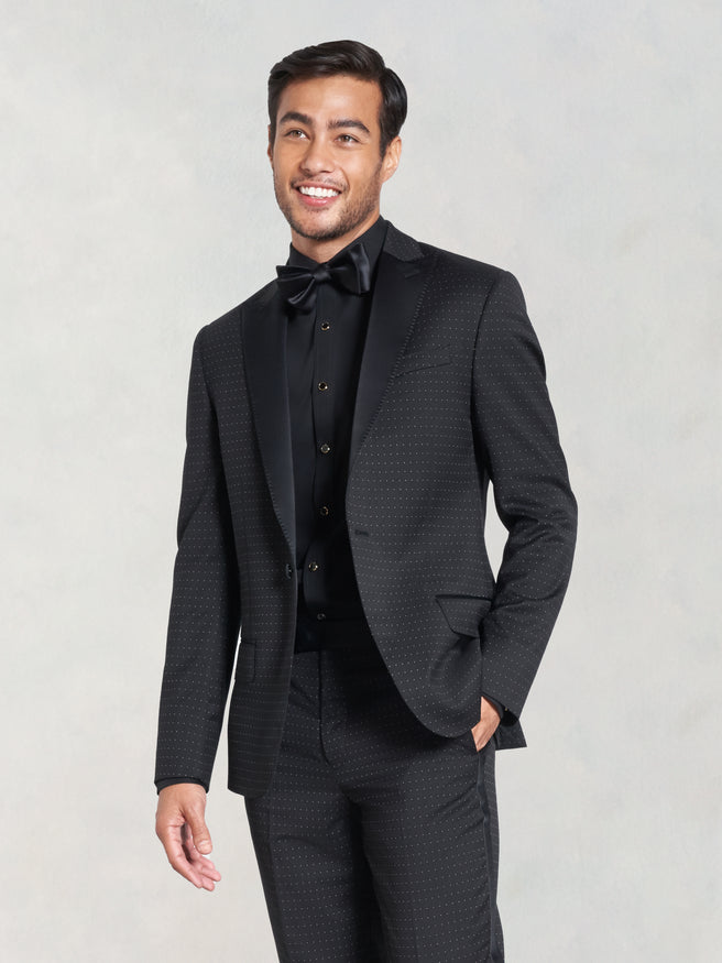 Onyx Dot Peak Lapel Tuxedo | The Black Tux