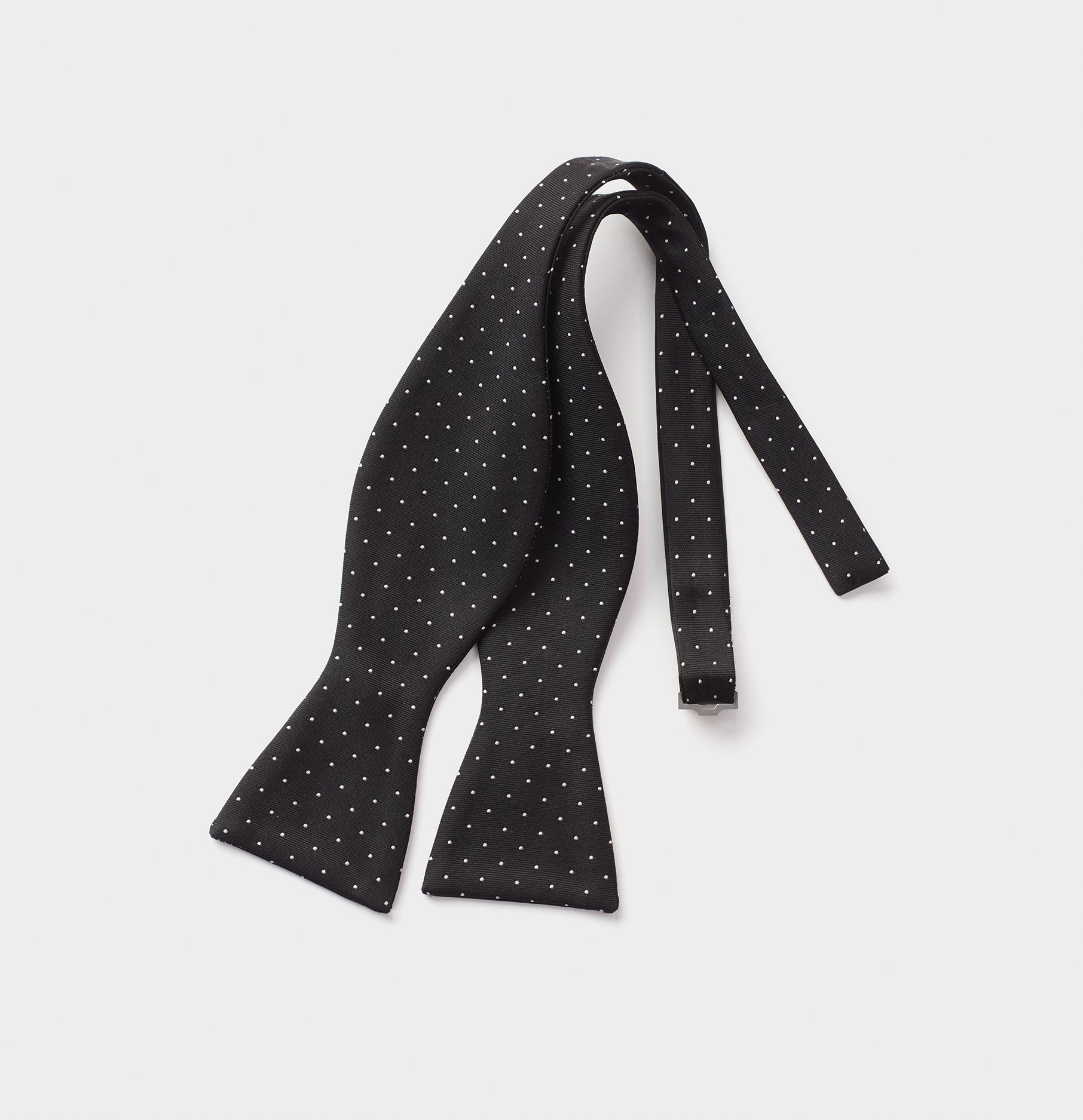 Black Pindot Silk Bow Tie | The Black Tux