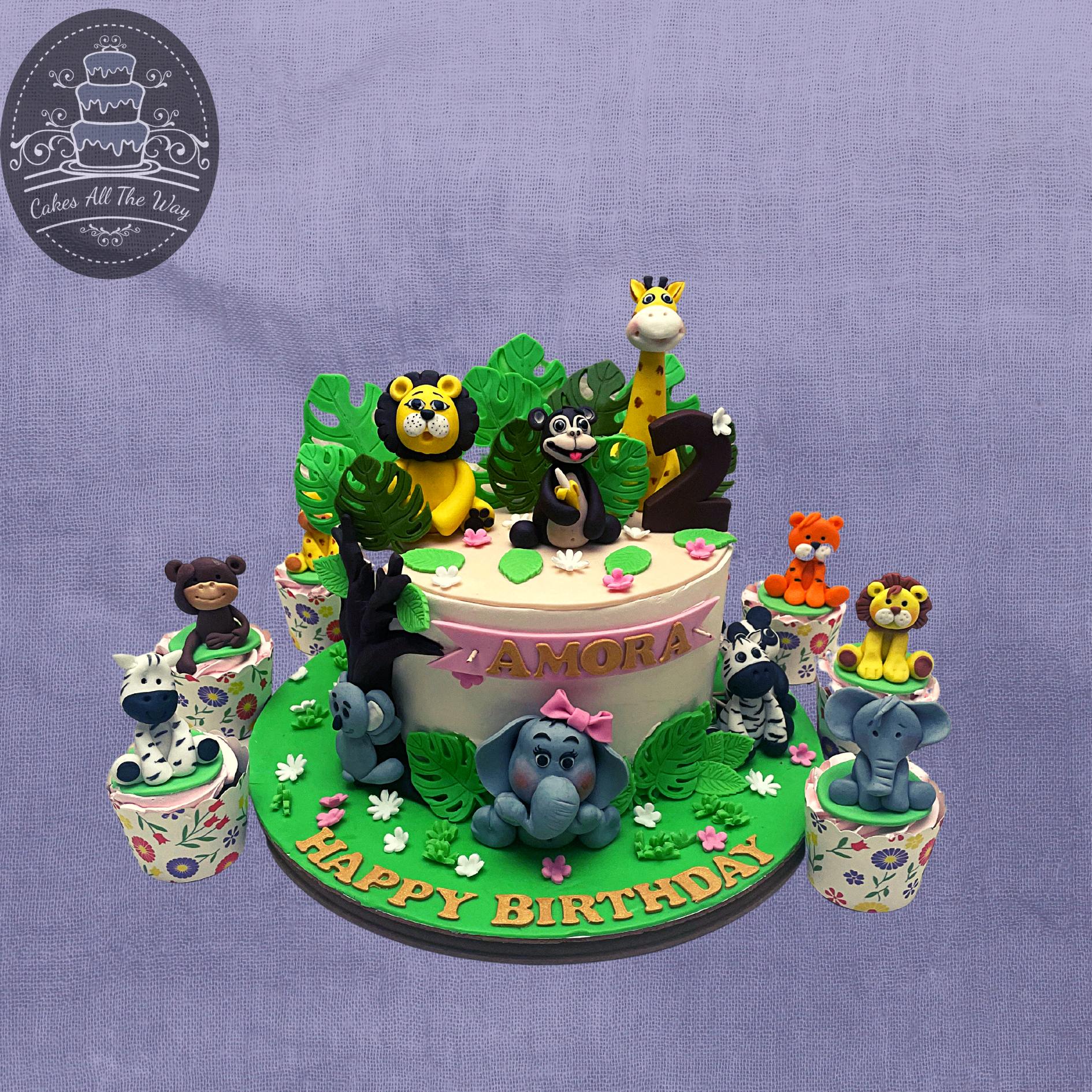 Cake Decoration| Jungle theme cake design with buttercream| Safari theme  birthday cake at home - YouTube