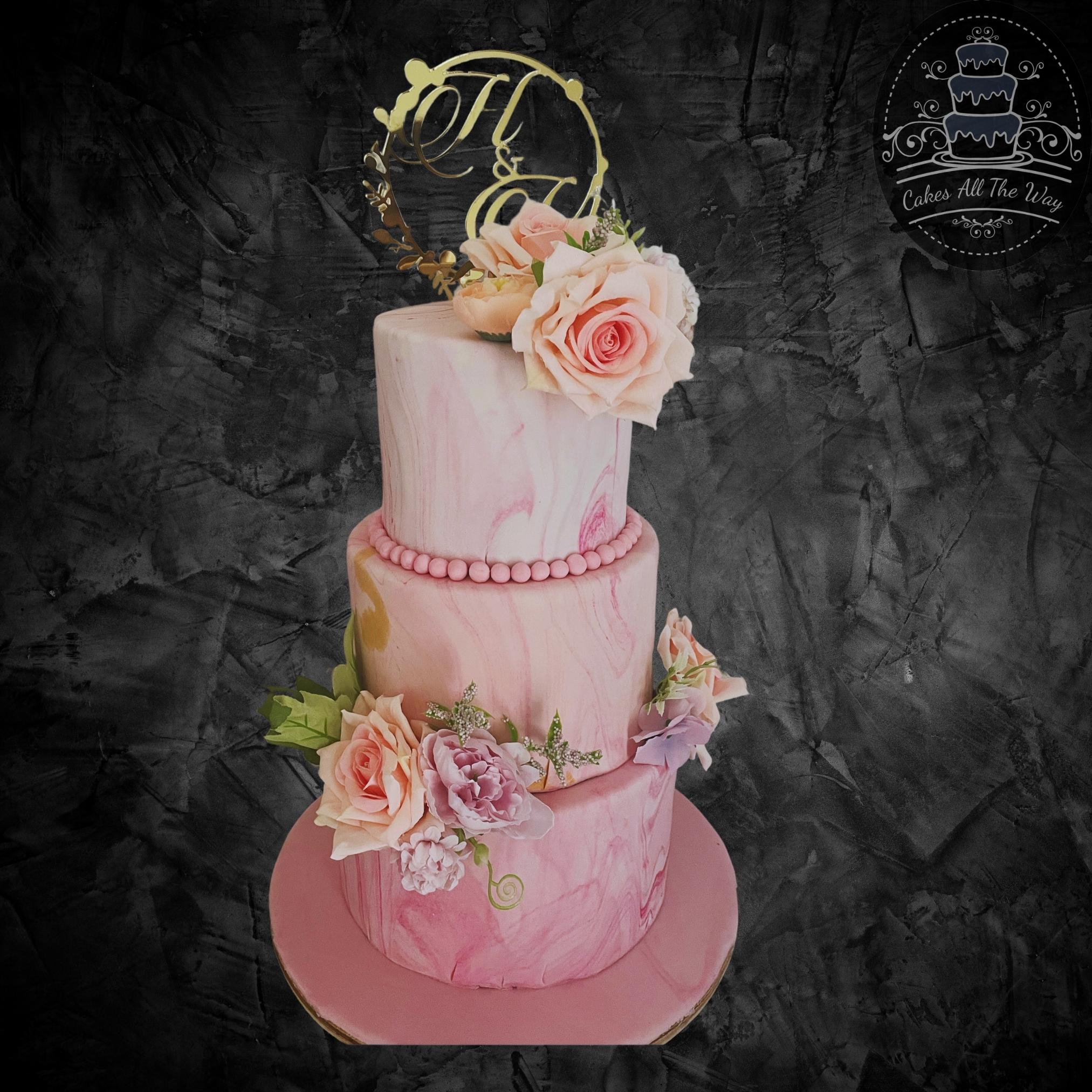 Pink Peach Wedding Cake – Creme Castle