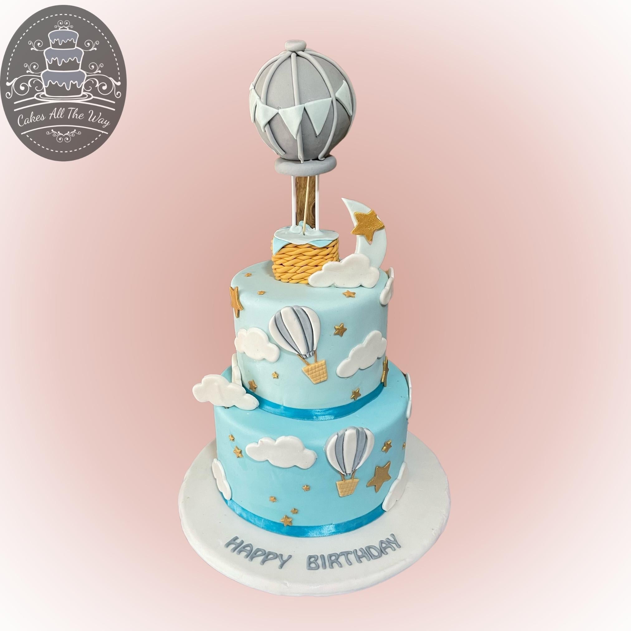 Teddy in a Hot air Balloon First Birthday Cake - Cake Square Chennai | Cake  Shop in Chennai