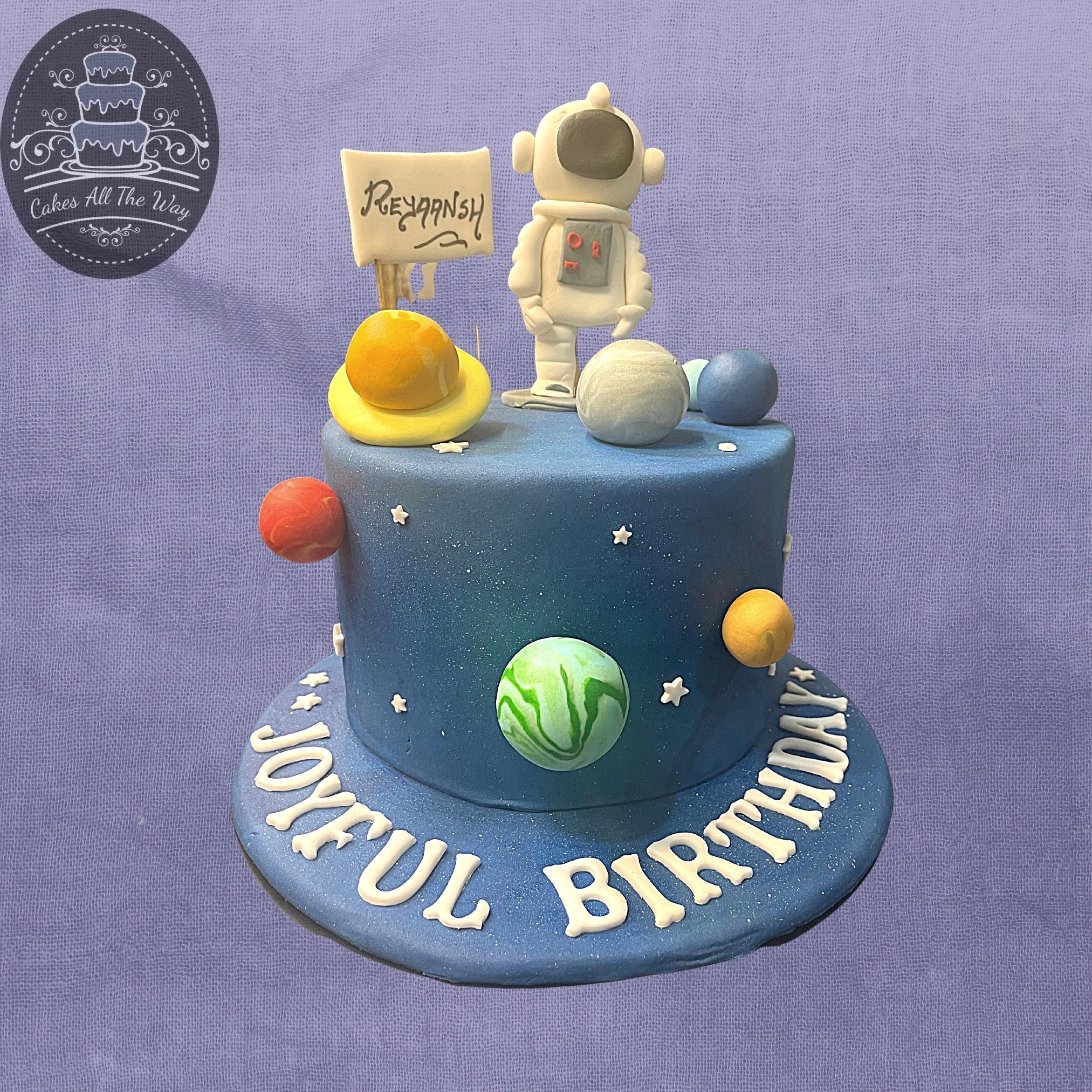 Editable Outer Space Cake Topper | Astronaut Birthday Centerpiece| PK21 |  E489 – Partymazing