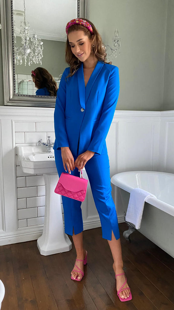 4th  Reckless wide leg suit trousers in cobalt blue  ASOS