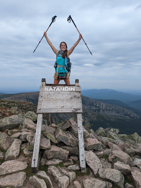 Hiker on Katahdin, the northern terminus of the Appalachian Trail