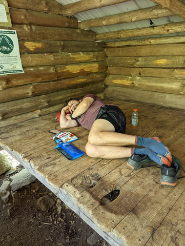 Taking a nap while thru-hiking the Appalachian Trail