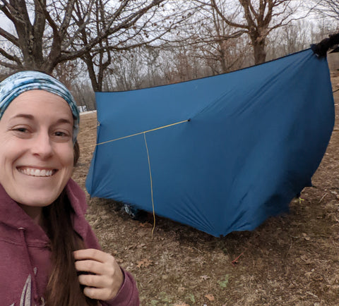 Beginner backpacking gear set up with hammock
