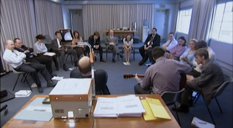 screenshot from the Office UK televisions show's Training episode