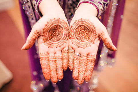 Hands with traditional henna tattoos