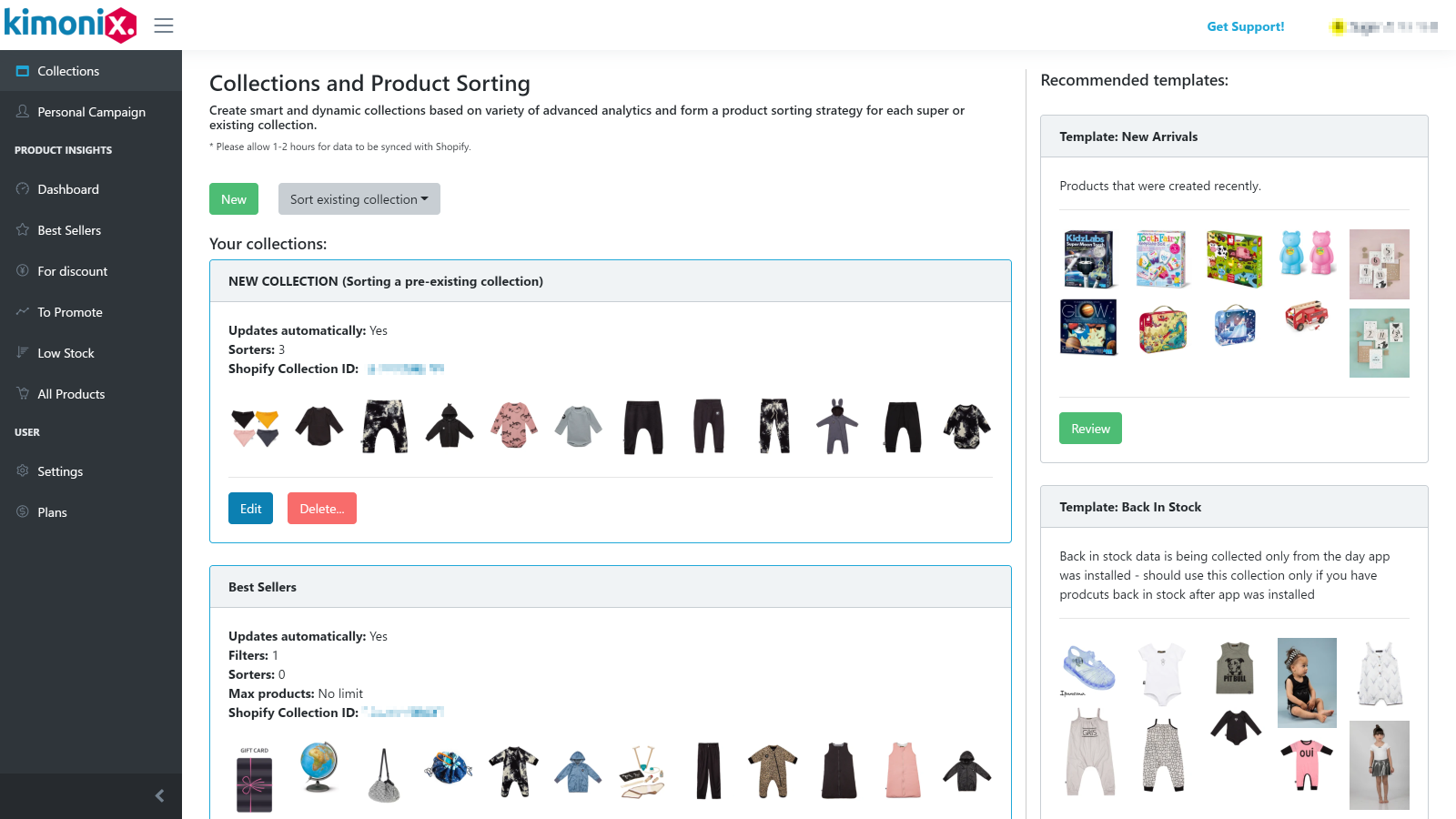 Kimoni Super Collection Sort&Create app on the Shopify App Store: image of interface