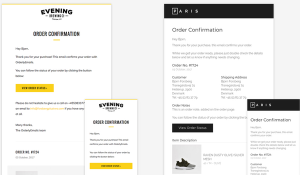 OrderlyEmails by FORSBERG+two Shopify app image of branded emails
