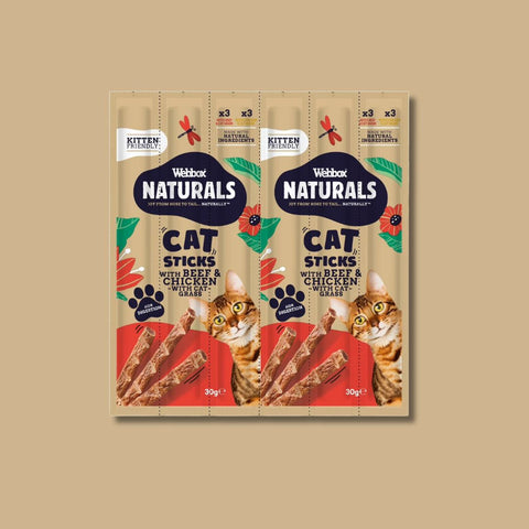 Webbox Naturals Cat Treats Sticks with Cat Grass Beef & Chicken Main Pets Emporium
