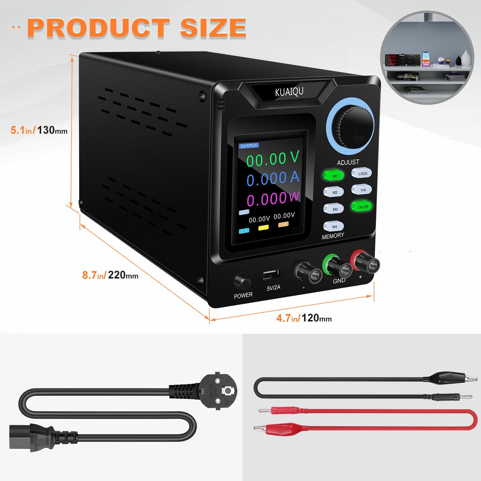KUAIQU SPPS-D8001-232 - 800V 1A High Voltage DC Power Supply with Full Color Display, Memory Storage & Industrial Applications - Image 3