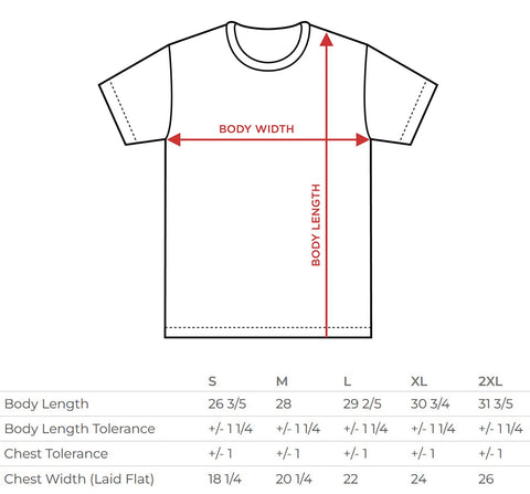 tee shirt size chart