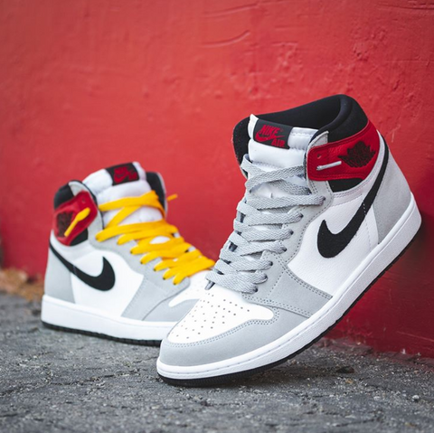 Jordan 1 With Grey and Yellow Mismatching Laces