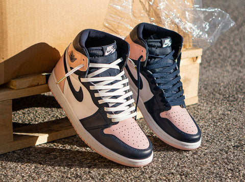 Lace Lab Leather Laces and Navy Blue Laces on Nike Air Jordan 1