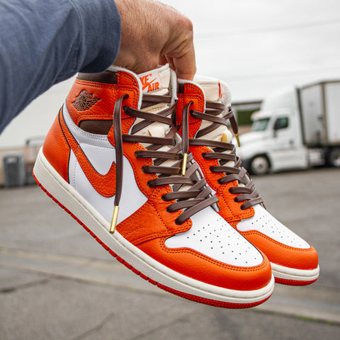 Brown Leather Laces on AJ1 Starfish