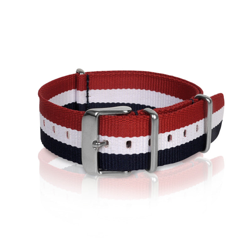 Nato Strap Blue White Red Strip Watch band 18 20 22mm – decowrist