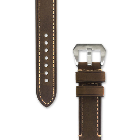 Leather Watch Strap | 22 mm Light Brown with Stitching – decowrist