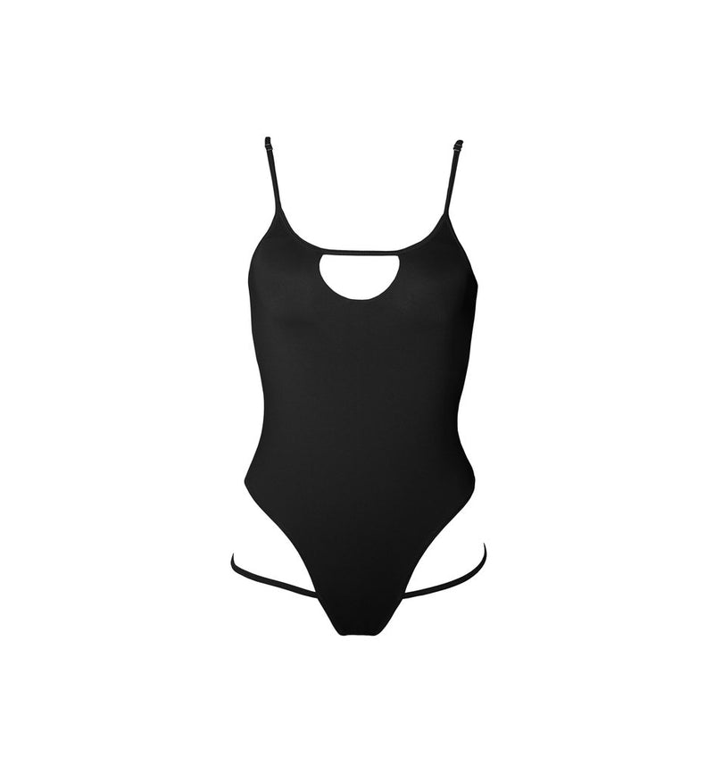 Hamade Activewear Hollow Front Bodysuit - Black-Hamade Activewear-Redneck buddy