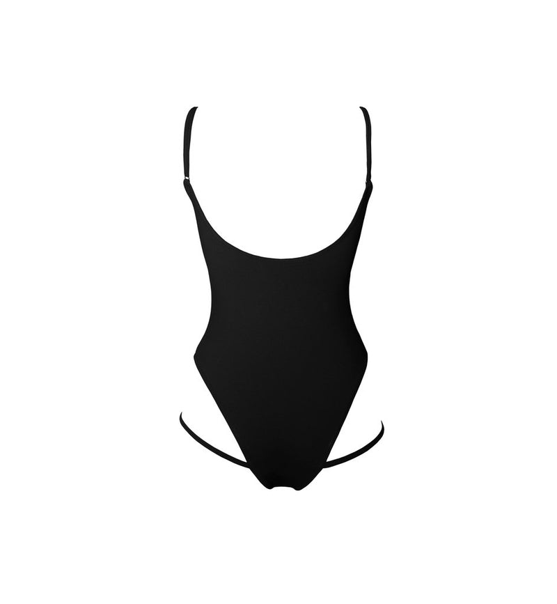 Hamade Activewear Hollow Front Bodysuit - Black-Hamade Activewear-Redneck buddy