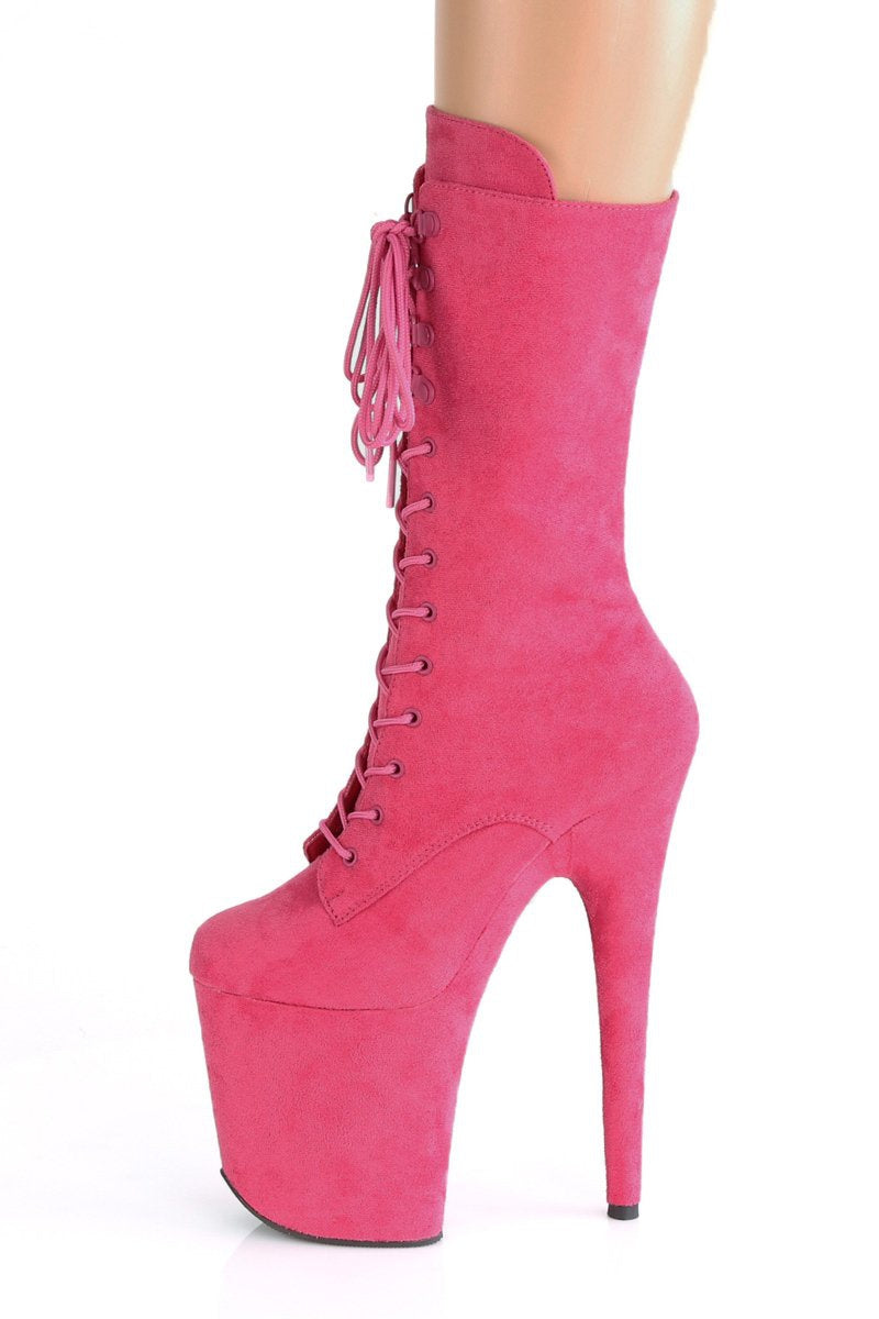 Pleaser USA Flamingo-1050FS Faux Suede 8inch Pleaser Boots - Hot Pink-Pleaser USA-Redneck buddy