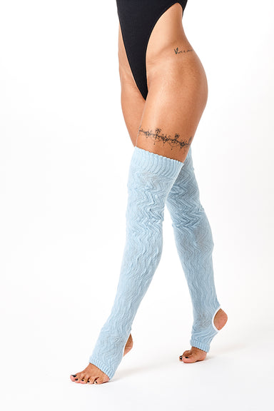 Rolling Cable Knit Thigh High Leg Warmers with Stirrups - Ocean-Rolling-Redneck buddy