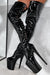 Hella Heels LipKit Thigh High Back Lace 9inch Boots - Black Beatle-Hella Heels-Redneck buddy